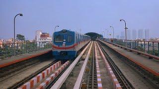 Driving Kolkata Metro Orange Line through beautiful skyline! 