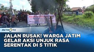 Jalan Penghubung Jember-Lumajang Rusak, Warga Gelar Unjuk Rasa