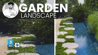 Garden Landscape Model with Water 3ds Max and Vray Tutorial #dotmattech