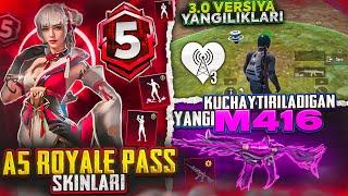  A5 ROYALE PASS SKINLARI -  3.0 VERSIYA YANGILIKLARI - YANGI M416 va KEYINGI SEZON RANK SOVG'ALARI