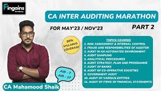 CA INTER AUDITING MARATHON PART - 2 (IN ENGLISH)| For May 2023 & Nov 2023 | CA Mahamood Shaik