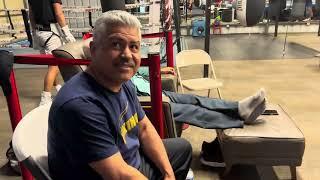 robert garcia reaction to morell throwing his belt at david benavidez - belt is 20 pounds - esnews