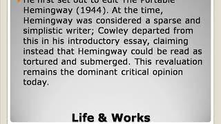 Malcolm Cowley Life &  Works