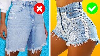 TRANSFORMAÇÃO! 9 IDEIAS INTELIGENTES DE HACK PARA ROUPAS E ACESSÓRIOS DA MODA COM SHORT JEANS #DIY