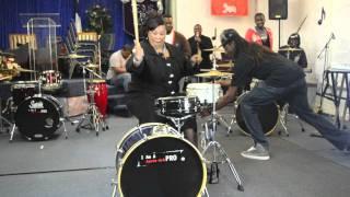 CoPastor Anita Spaulding on the Drums @ #Christ Shed