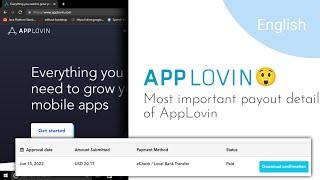 AppLovin most important payout details for receive payment in English language