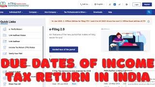 Due Dates of Income Tax Return Filing for Individuals, Firms, LLP, Companies in India