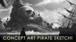 How I Sketch a Pirate Scene for Concept Art! (Timelapse + Narration Tutorial)