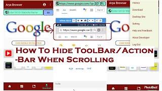 100% how to hide toolbar or action bar  when scrolling the page with webview recyclerview listview