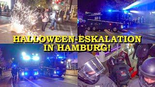 Eskalation an Halloween in Hamburg: Krawalle gegen Polizei mit Böller ~ Wasserwerfer und Festnahmen