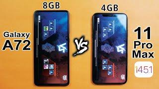 Samsung Galaxy A72 vs iPhone 11 Pro Max PUBG MOBILE TEST!