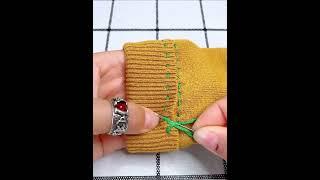 Stitch and thread hemming method for sweater sleeve