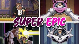 SuperEpic The Entertainment War - All Bosses + Ending