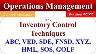 Inventory Control Techniques, ABC Analysis, VED, DSE, FNSD, XYZ, HML, SOS, GOLF, Operations, bba mba