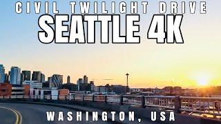 Driving Seattle Civil Twilight || Seattle, Washington, USA || 4k 60fps 16-34mm