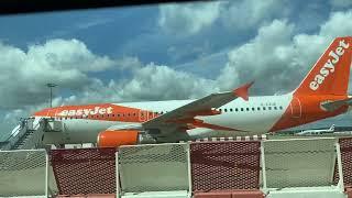 Boarding the aircraft with bus at London Gatwick airport