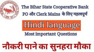 Hindi language ( समान्य हिन्दी) Bihar State Co operative Bank Mains 2019