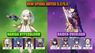 NEW Spiral Abyss 5.2/5.3 | Nahida Hyperbloom & Raiden Overload | Genshin Impact