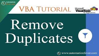 VBA Code to Remove Duplicates | Excel VBA Tutorial in Hindi