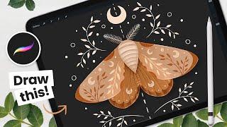 How To Draw A Magical Moth in Procreate • Digital Art Tutorial