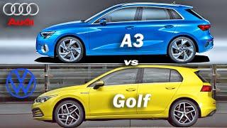 Audi A3 Sportback vs Volkswagen Golf, Vw vs Audi, Golf vs A3 - visual compare