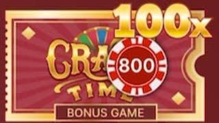 CRAZYTIME 100k winnings || Green  flapper 100 x multiple || HUGE WIN || CRAZY TIME BIG WIN TODAY.