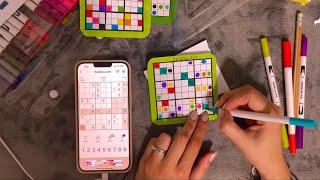 ASMR making new color sudoku cards for the wooden sudoku board