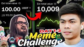 Turning $100 into $10,000 with Memecoins: Day 1 - 4 On Monthly Challenge!