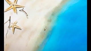 How to Paint Sand and Turquoise Water in Watercolors