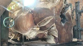 Watch Massive Wood Logs Become Beautiful Slabs at the Sawmill!