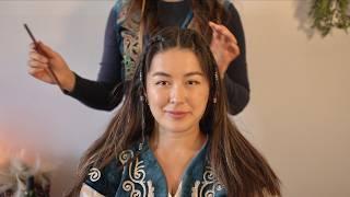 Slow & Careful Makeover for Ediya (Kazakh Hair Braids, Jewellery, Hats, Real Person ASMR)