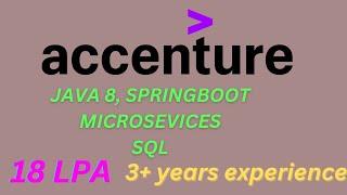 Accenture |  3+ Years Interview Experience | Java |  Spring Boot | Microservices | Sql