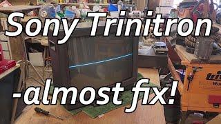 Repair Fail of a Vintage Sony Trinitron CRT TV - White Horizontal Line Fault.