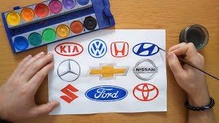 TOP 10 Most popular car logos - Logo drawing by hand (Chevy, Vw, Kia, Toyota, Ford, ...etc)