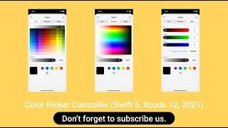 Color Picker Controller (Swift 5, Xcode 12, 2021) - iOS Development for Beginners
