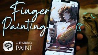 Mineko - Finger painting on mobile phone - Clip Studio Paint mobile