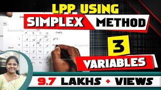 LPP using SIMPLEX METHOD [MINIMIZATION with 3 VARIABLES] - solved problem - by kauserwise