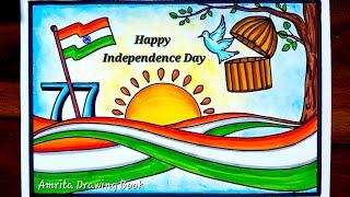 Independence Day Drawing easy | Happy Independence Day Poster drawing | 15 August Special Drawing