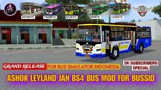 Grand release| Ashok Leyland Jan bs4 bus mod for bussid apsrtc,tgsrtc,kurtc,bmtc,ksrtc