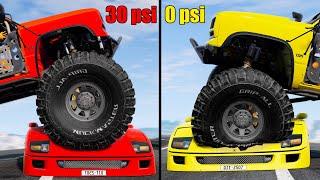 Inflated Tires vs Deflated Tires Car - Beamng drive