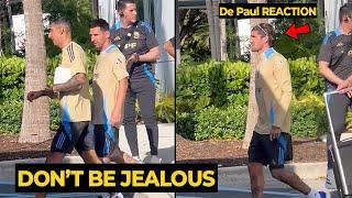 De Paul funny reaction when MESSI walked with Di Maria as Argentina first training | Football News