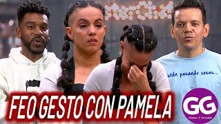 FEO GESTO DE ACO Y TOSTAO CON PAMELA EN MASTERCHEF CELEBRITY 2022