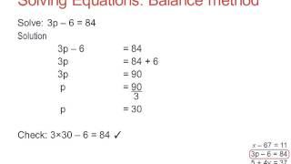 Solving equations using the Balance method