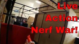 Nerf War Gameplay in a Parkour Gym Nerf Arena - FPV Livestream CQB