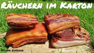 Bacon selber machen - räuchern im Karton - Schritt für Schritt Anleitung