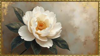 Vintage White Peony | The Art Corner | Framed TV Art No Music | TV Art Background