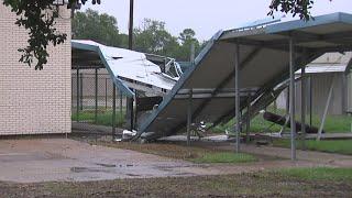 Crews working to fix damages at Vincent Middle School following Hurricane Beryl