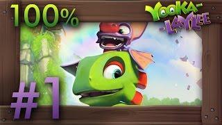 Yooka-Laylee 100% Walkthrough Part 1 - World 1 Tribalstack Tropics #1 (All Quills, Pagies & Secrets)