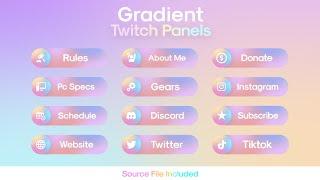 Gradient Twitch Panels Pack // Clean Twitch Panels Template