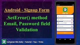 Sign Up Form Validation (EditText setError() Method) | Android